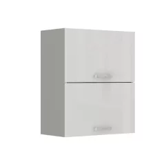   Felsőszekrény, fehér extra magasfényű/szürke, PRADO 60 GU-72