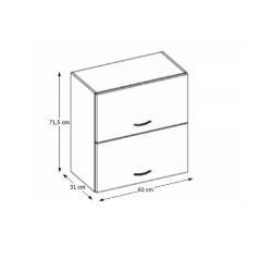   Felsőszekrény, fehér extra magasfényű/szürke, PRADO 60 GU-72