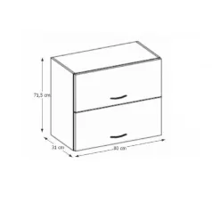   Felsőszekrény, fehér extra magasfényű/szürke, PRADO 80 GU-72