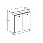 Alsó mosogatószekrény, fehér magasfényű, PRADO 80 ZL 2F BB