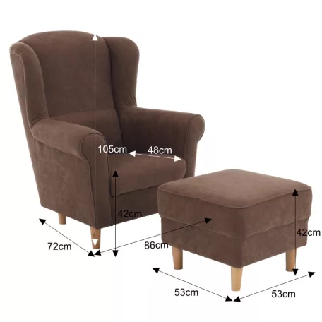Fotel + puff, barna, ASTRID