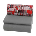 Széthúzható fotel, szürke / minta, KENY NEW