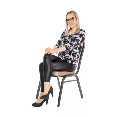   Szék, egymásba rakható, szövet bézs/keret szürke, JEFF 2 NEW