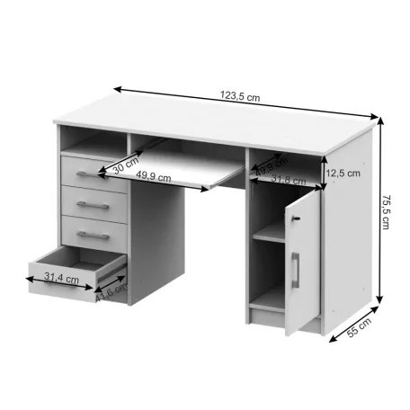 PC asztal, fehér, B9 NEW