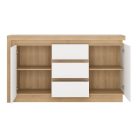 Komód LYOK01, tölgy riviera/fehér extra magasfényű, LEONARDO