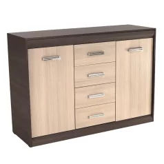 Komód, DTD/MDF, tölgy világos/tölgy sötét, KORINA