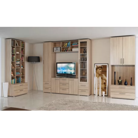 Magas könyvespolc, DTD laminált, sonoma tölgyfa, DUNAJ 13