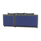 Sarokülőgarnitúra, J allású,  ágyfunkcióval, szövet szürke/ párnák fekete, MEXX