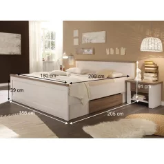   Ágykeret + 2db éjjeliszekrény, DTD fóliázott, sonoma tölgy trüffel/mandulafenyő fehér, LUMERA