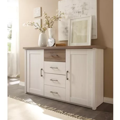 Komód, pínia fehér/ tölgy sonoma trufla, LUMERA