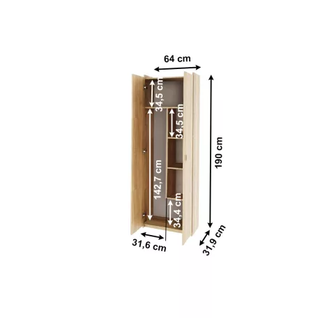 Kombinált szekrény, DTD laminált, sonoma tölgyfa, NATALI TIP 6