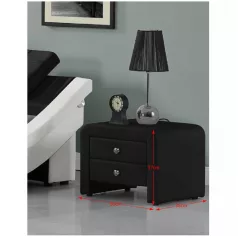 Éjjeliszekrény, ökobőr, fekete, WILSON