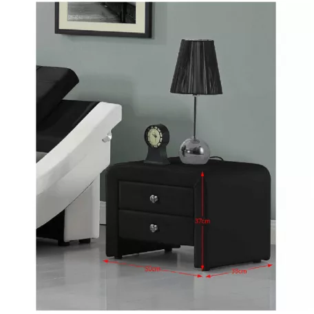 Éjjeliszekrény, ökobőr, fekete, WILSON