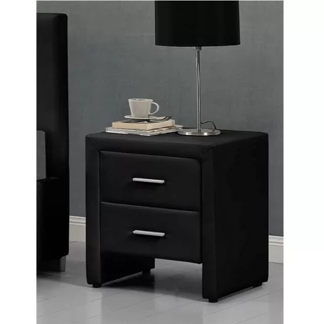 Éjjeliszekrény, ökobőr, fekete, CASTEL