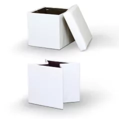 Összehajtható puff, textilbőr fehér, TELA NEW