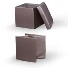 Összehajtható puff, textilbőr sötétbarna, TELA NEW