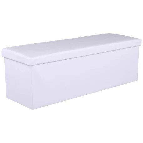 Összehajtható puff, fehér textilbőr, ZAMIRA