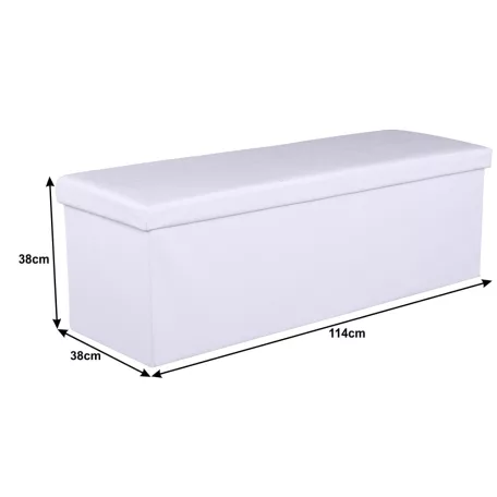 Összehajtható puff, fehér textilbőr, ZAMIRA