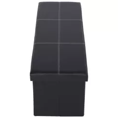 Összehajtható puff, fekete textilbőr, ZAMIRA