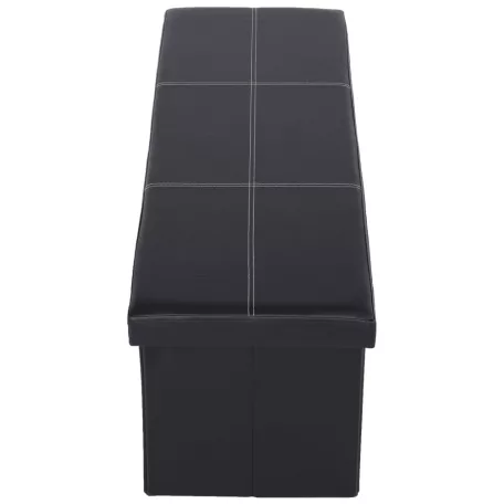 Összehajtható puff, fekete textilbőr, ZAMIRA