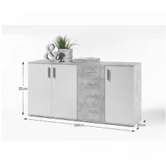 Komód, fehér/beton, POPPY 3