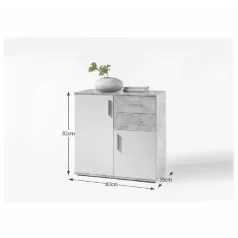 Komód, fehér/beton, POPPY 4