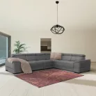 Sarokülőgarnitúra, szürke szövet, balos, SEGORIA