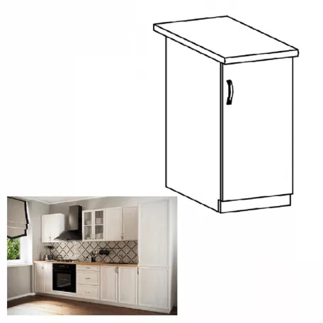 Alsószekrény D40, jobbos, fehér/sosna Andersen, SICILIA