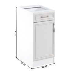 Alsószekrény D40S1, balos, fehér/sosna Andersen, SICILIA