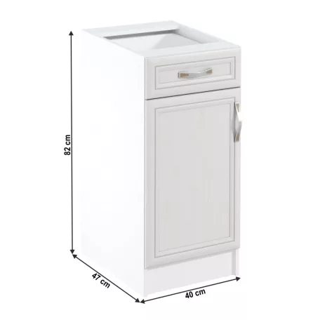 Alsószekrény D40S1, balos, fehér/sosna Andersen, SICILIA