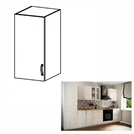 Felsőszekrény G40, balos, fehér/sosna Andersen, SICILIA