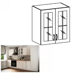   Felsőszekrény G60S üveggel, fehér/sosna Andersen, SICILIA