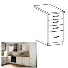 Alsószekrény D40S4 fiókokkal, fehér/sosna Andersen, SICILIA