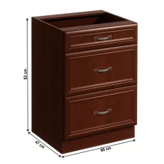 Alsószekrény D60S3 három fiókkal, dió Milano, SICILIA