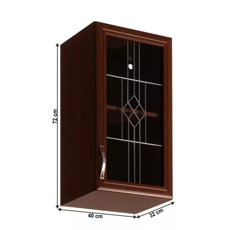 Felsőszekrény G40S üveggel, jobbos, dió Milano, SICILIA