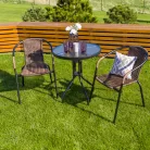 Egymásba rakható szék, barna/fekete fém, DOREN