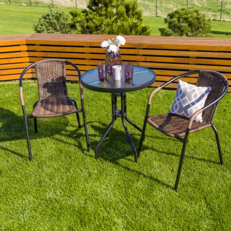 Egymásba rakható szék, barna/fekete fém, DOREN