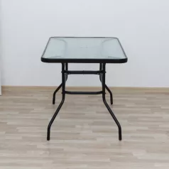 Étkezőasztal, edzett üveg/acél, DEMAT