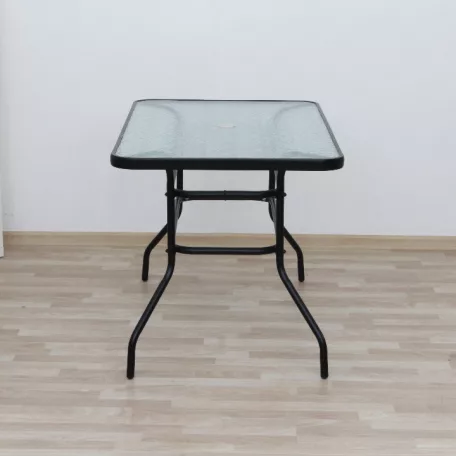 Étkezőasztal, edzett üveg/acél, DEMAT