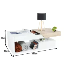 Dohányzó asztal , fehér fény/tölgy sonoma, MELIDA