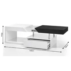 Dohányzó asztal, fehér fény/szürke fa design, MELIDA