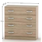 4-fiókos komód, tölgy sonoma, BETTY 2 BE02-007-00