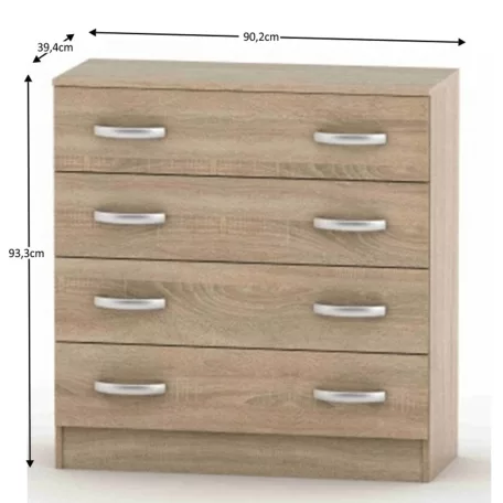 4-fiókos komód, tölgy sonoma, BETTY 2 BE02-007-00
