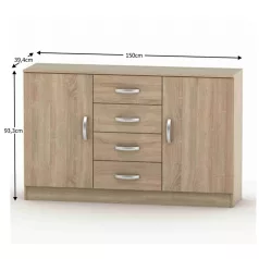 Kombinált komód, tölgy sonoma, BETTY 2 BE02-019-00
