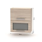 Billenő felsőszekrény üveggel 2DV, tölgy sonoma, NOVA PLUS NOPL-009-OH