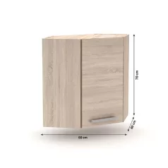   Felső sarokszekrény 1DV, tölgy sonoma, NOVA PLUS NOPL-013-OH