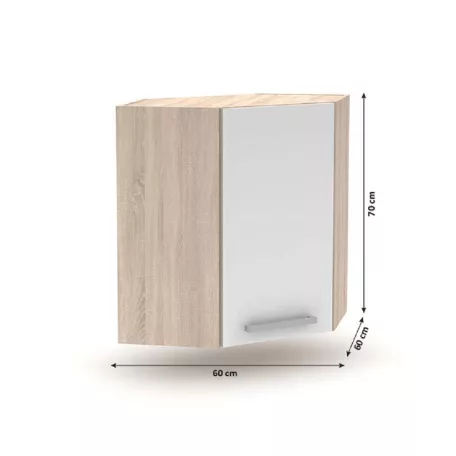 Felső sarokszekrény 1DV, tölgy sonoma/fehér, NOVA PLUS NOPL-013-OH