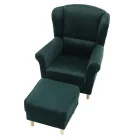 Füles fotel puffal, szövet smaragd, ASTRID