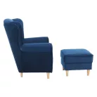 Füles fotel puffal, szövet kék, ASTRID