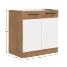 Alsó szekrény, lancelot tölgy/ fehér extra magas fényű HG, VEGA 80 D 2F BB